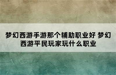 梦幻西游手游那个辅助职业好 梦幻西游平民玩家玩什么职业